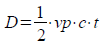 Distance-to-Fault (DTF) as a function of the speed of light, c, and the velocity of propagation of the test signal (vp, VoP)