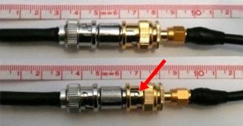 50 Ohm BNC to SMA interconnect that is slightly loosened.