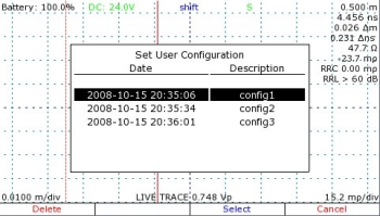 Store your commonly used cable test settings in the user configuration library.